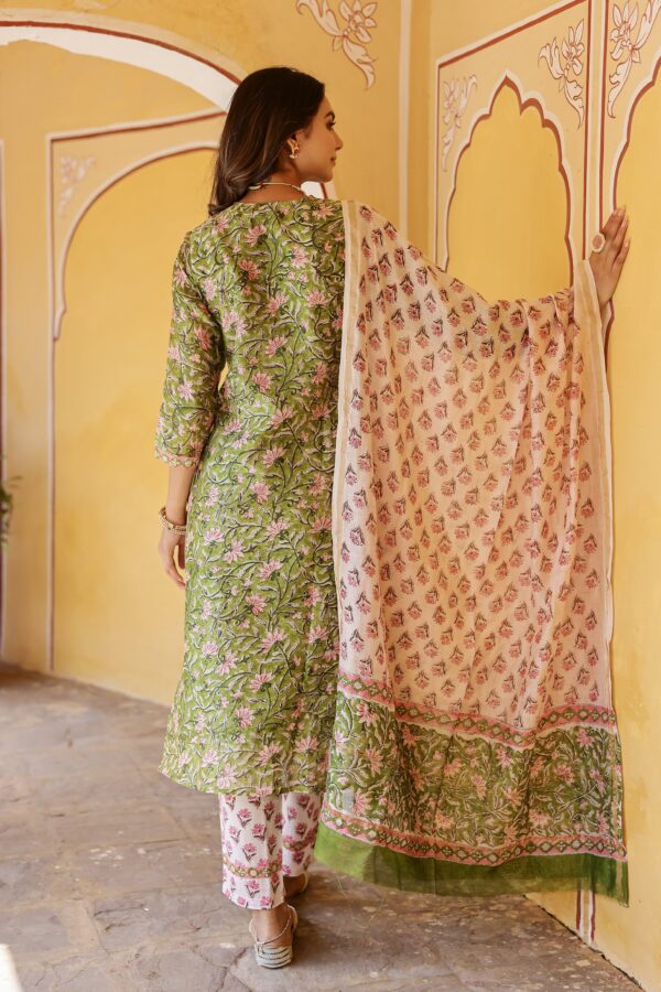 "Zarq" Hand Block Printed Chanderi Suit Set(3pc) - Image 6