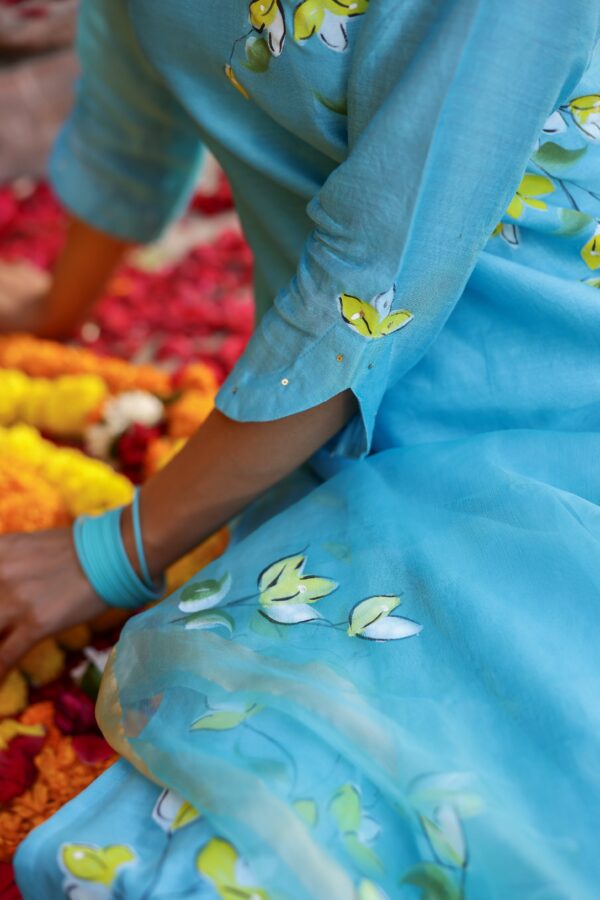 "Falak" Hand Painted Chanderi Suit Set (3pc) - Image 6