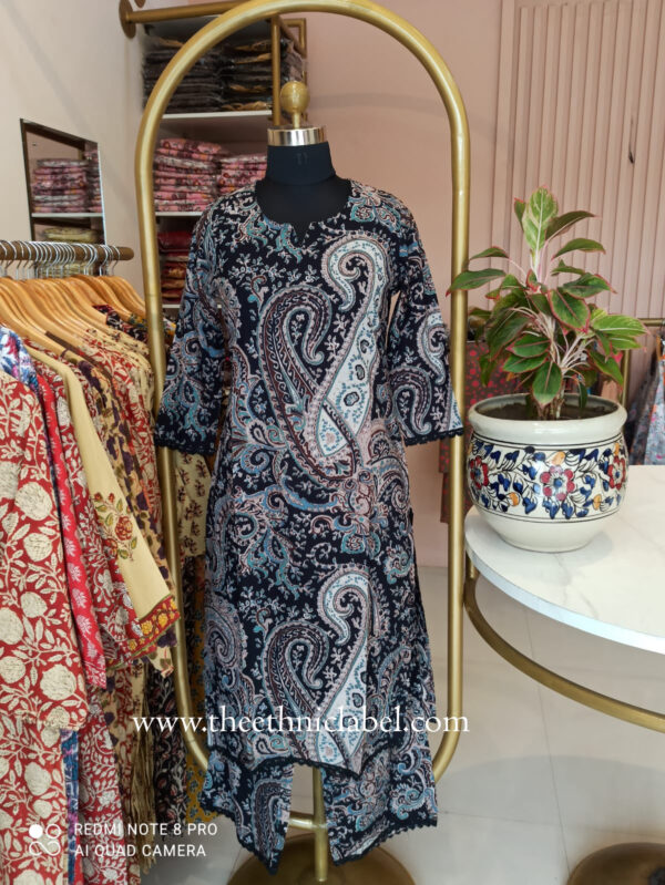 "Sarika" Black Cotton Kurta Set(2pc) - Image 2