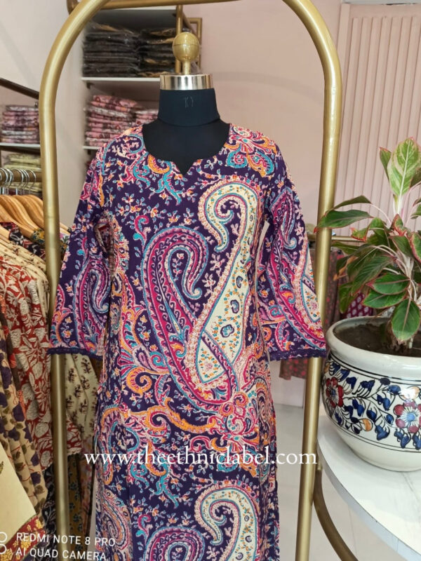 "Sarika" Purple Cotton Kurta Set(2pc) - Image 6