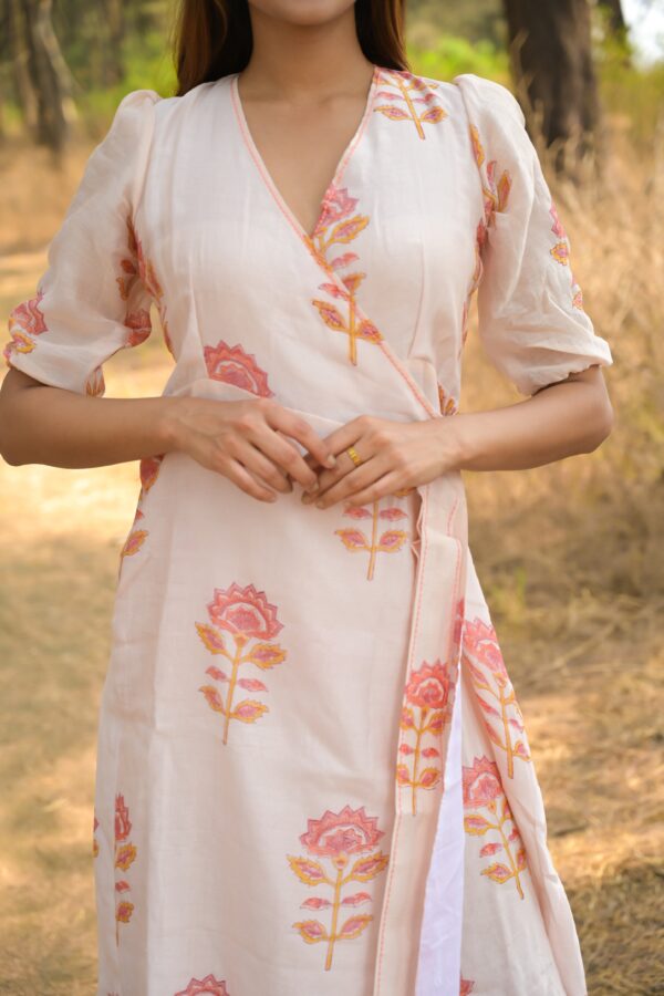 White 'Charming' Chanderi Angrakha Dress - Image 4