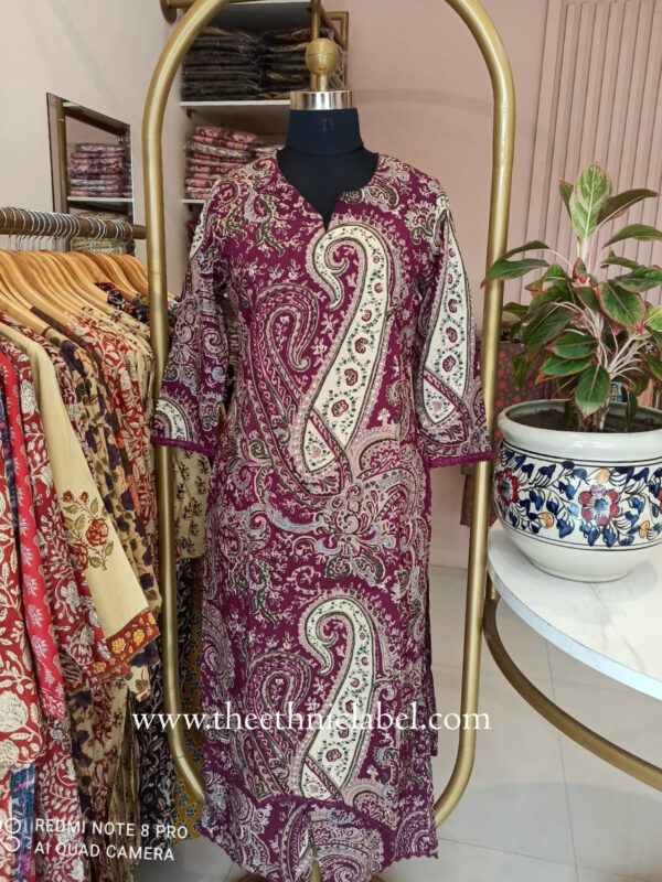 "Sarika" Magenta Cotton Kurta Set(2pc) - Image 2