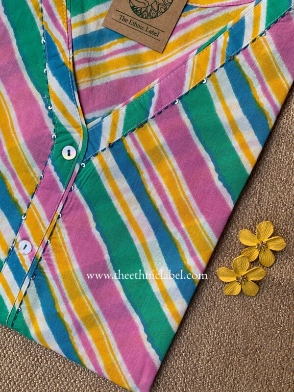 "Chitrali" Lehriya Cotton kurta - Image 3