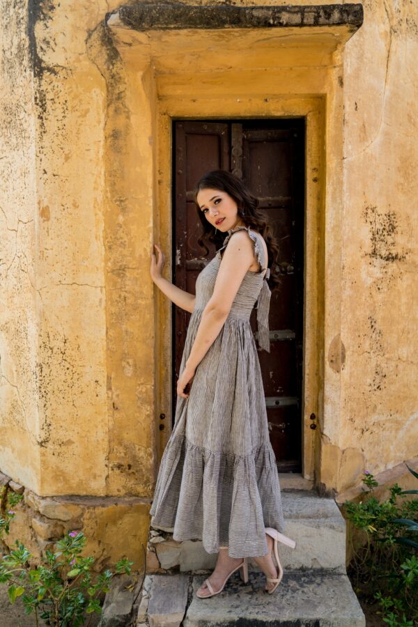 Hand block printed striped dress - Image 2