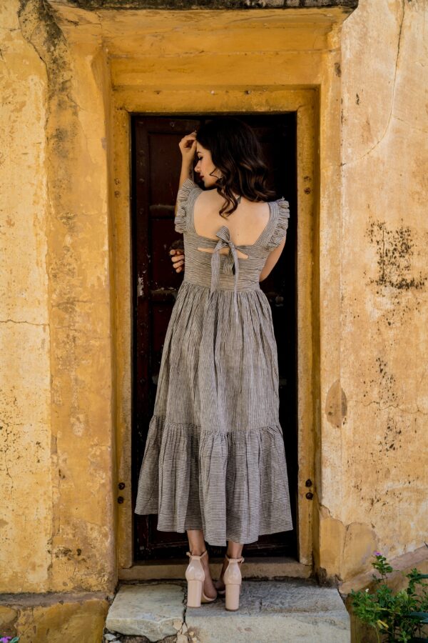 Hand block printed striped dress - Image 4