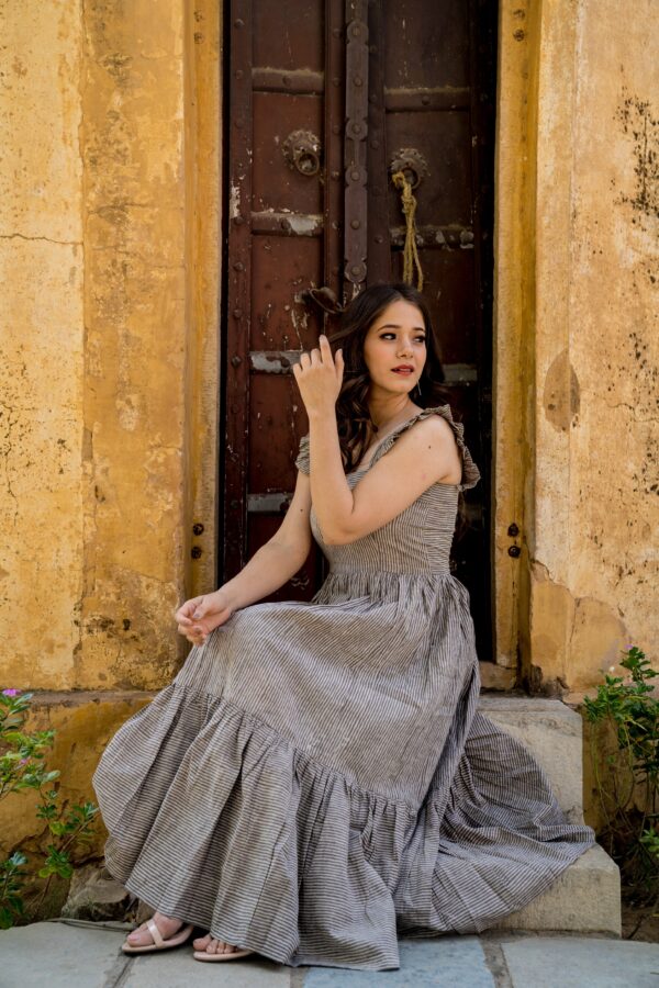 Hand block printed striped dress - Image 5