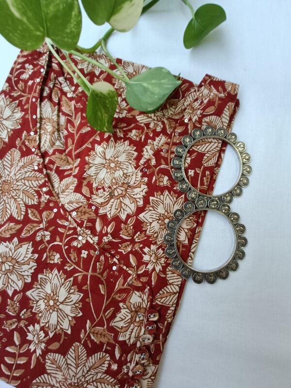 "Teej" Angrakha Floral Cotton Kurta - Image 2