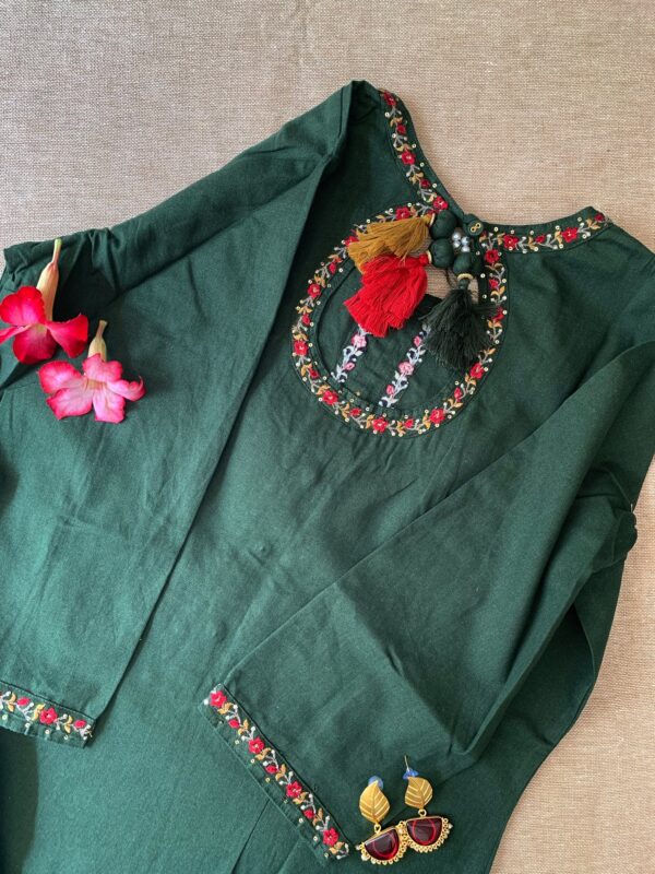 "Utsaah" Hand Embrpidered Cotton Kurta Set(2pc) - Image 4