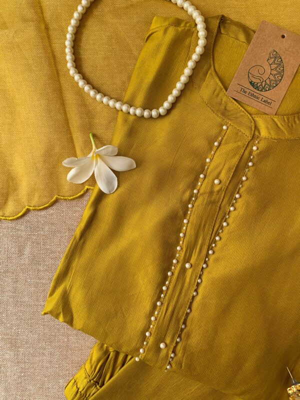 "Sumaira" embellished Silk Kurta Set(3pc) - Image 3