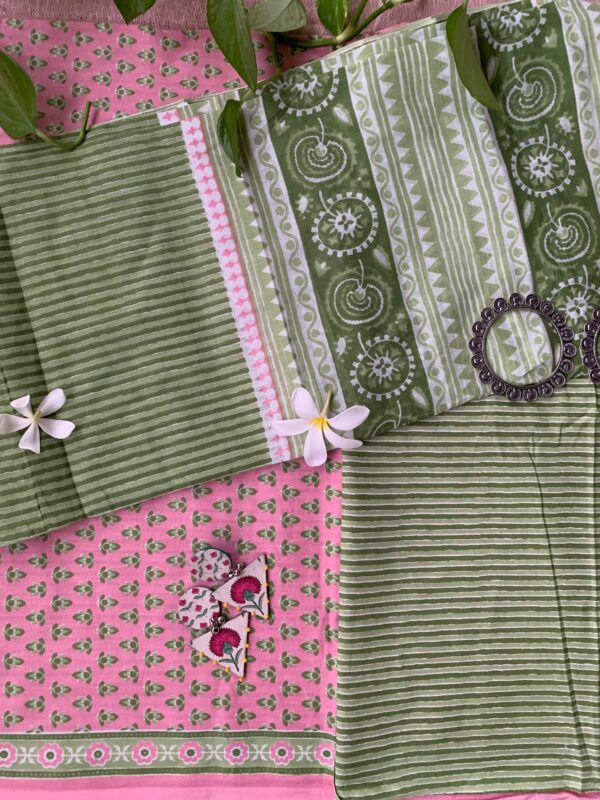 Pink Boota Unstitched Suit Set with Dupatta