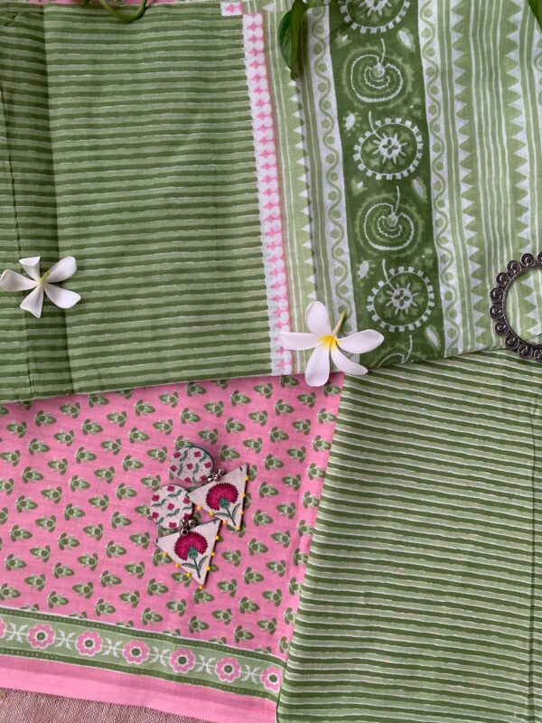 Pink Boota Unstitched Suit Set with Dupatta - Image 2