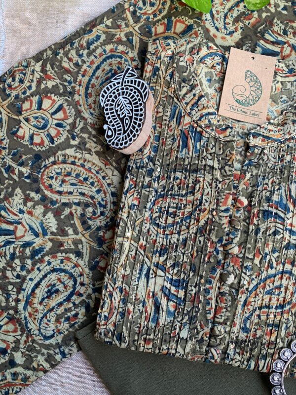 "Harsha" Kalamkari Hand Block Printed Cotton Kurta Set(3pc) - Image 3