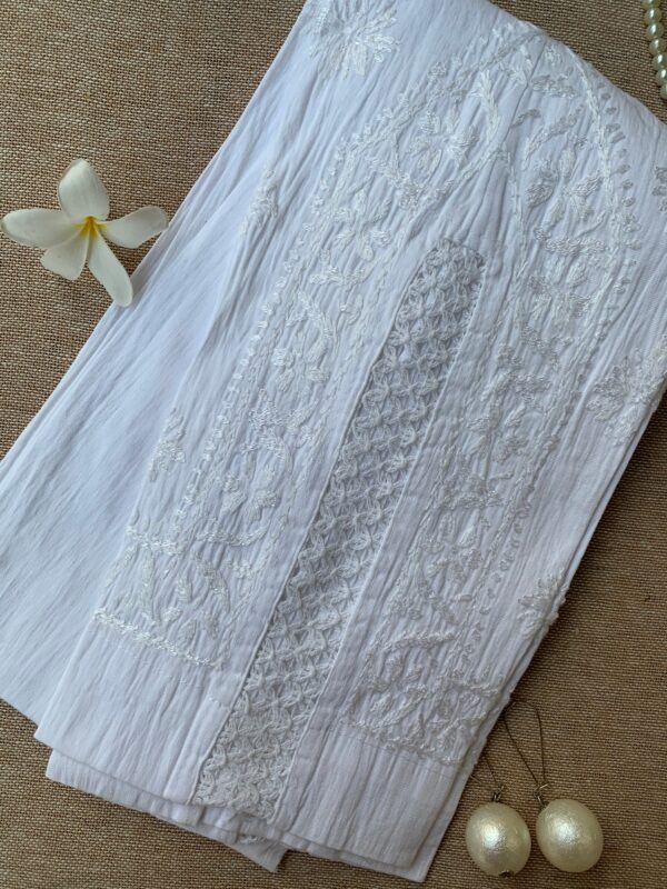 White Cotton Laced Stretchable Pants Free Size - Image 3