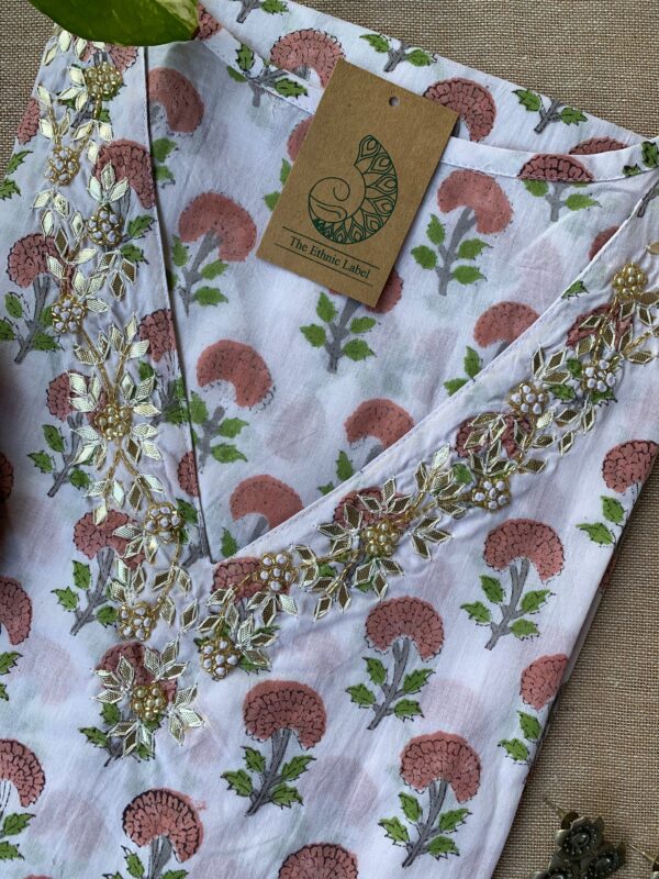 "Aana" Hand Work Embellished Cotton kurta - Image 3