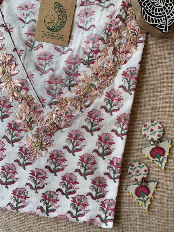 "Ujala" Hand Work Cotton kurta - Image 3