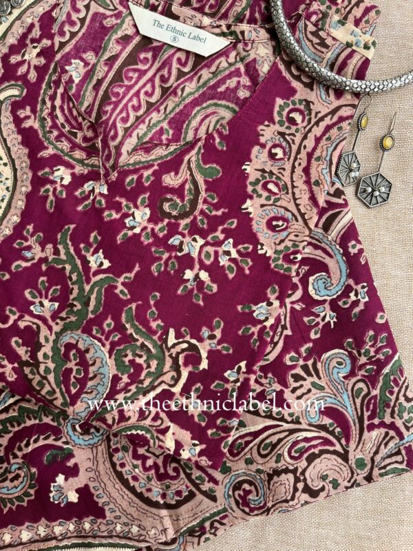 "Sarika" Magenta Cotton Kurta Set(2pc) - Image 3