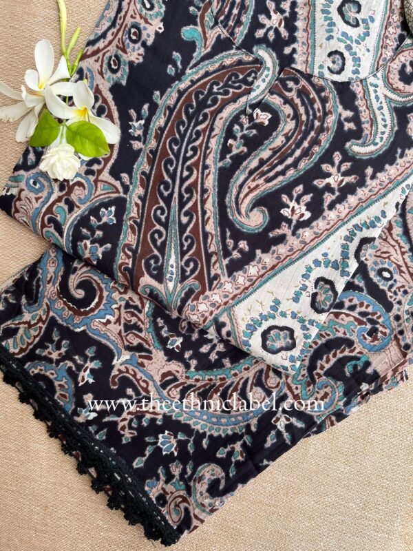 "Sarika" Black Cotton Kurta Set(2pc) - Image 4