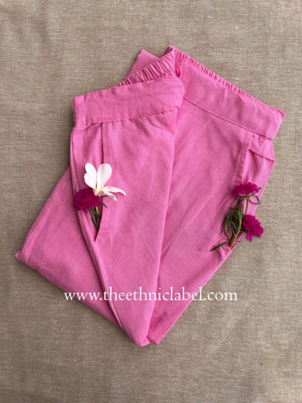 Pink Flex Cotton Straight Pants - Image 3