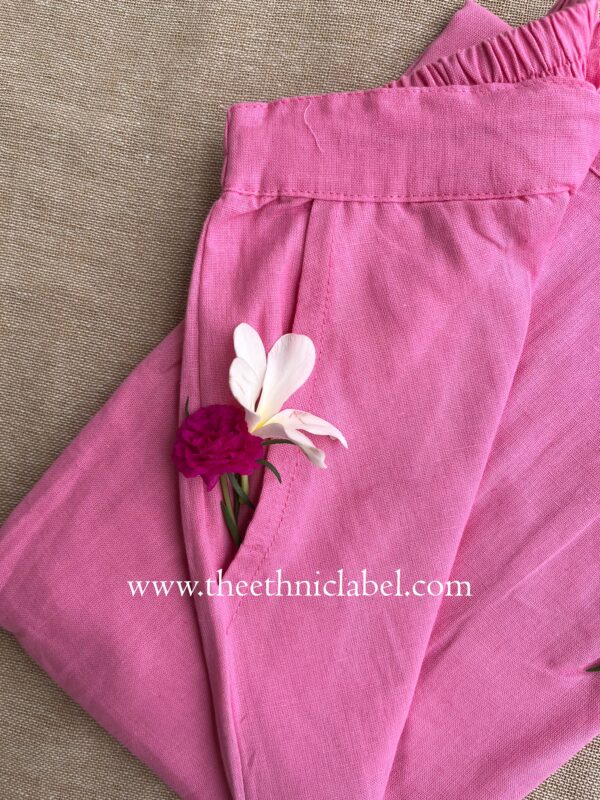 Pink Flex Cotton Straight Pants - Image 5
