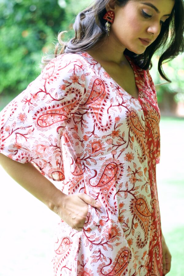 Red White 'Posh' Paisley Print Cotton Dress - Image 4
