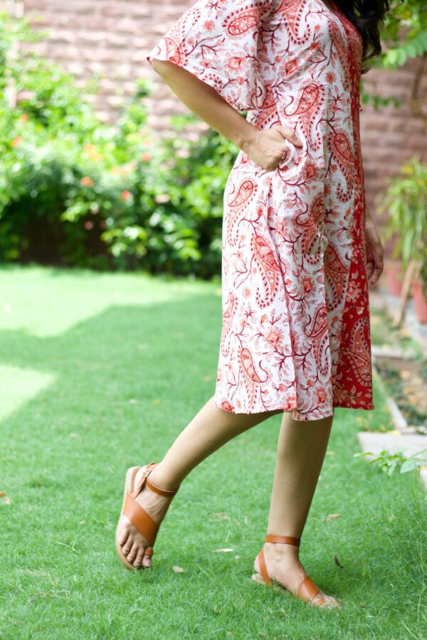 Red White 'Posh' Paisley Print Cotton Dress - Image 6