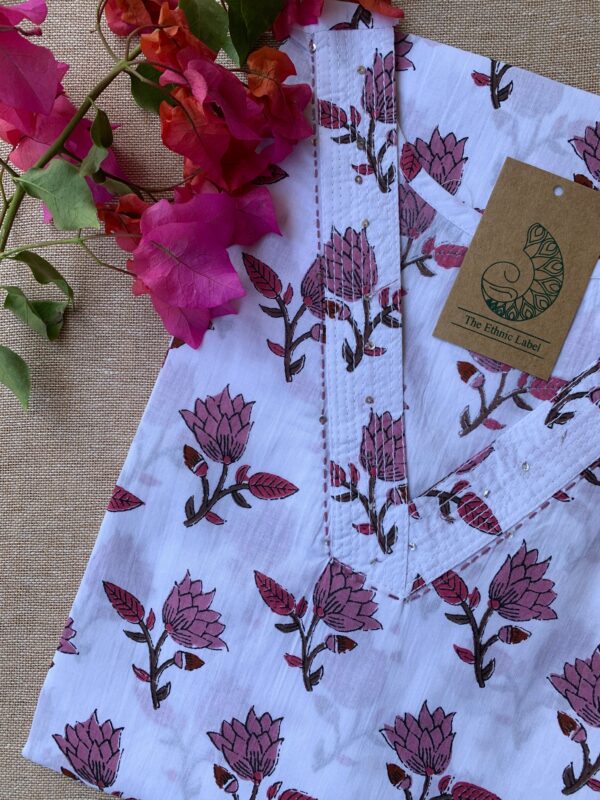"Adhuna" Hand Block Printed Cotton kurta - Image 4