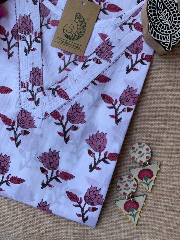 "Adhuna" Hand Block Printed Cotton kurta - Image 3