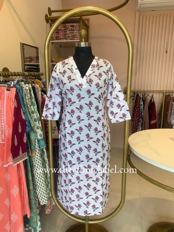 "Adhuna" Hand Block Printed Cotton kurta - Image 2