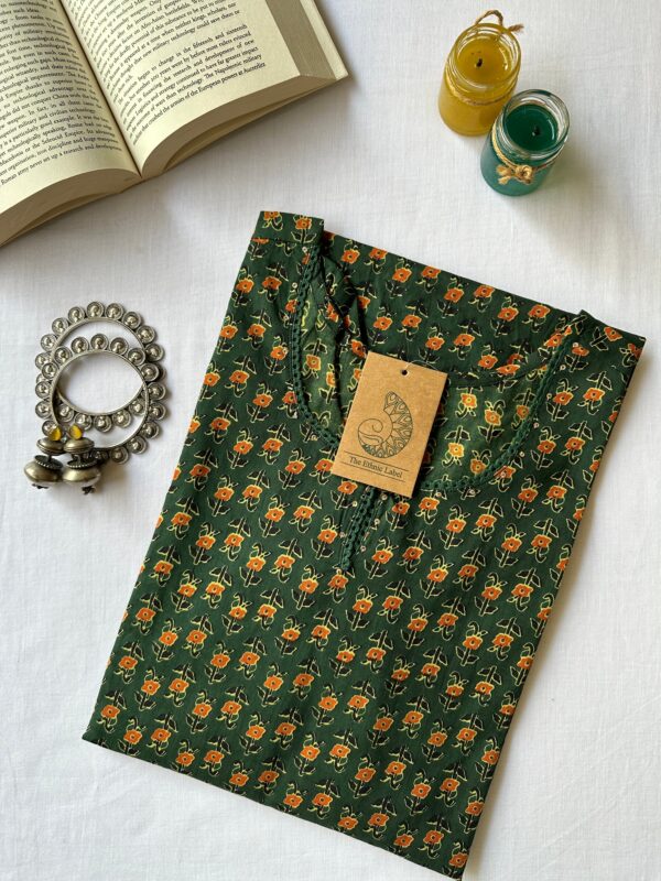 "Veera" ajrakh Hand block printed Cotton kurta-L