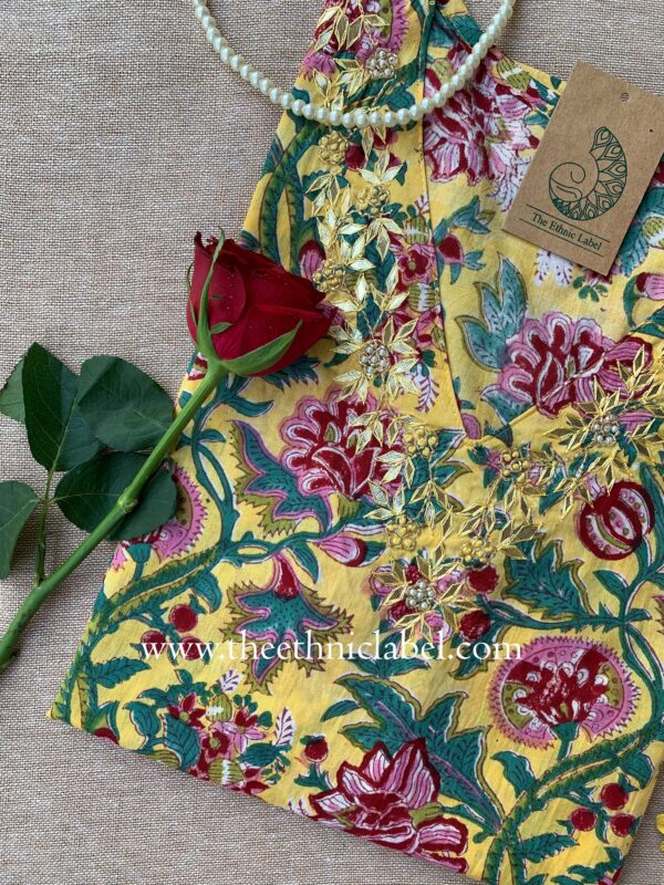 "Vasant" Hand Work Embellished Cotton kurta - Image 2