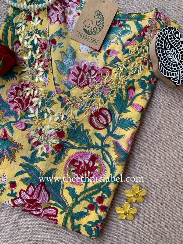"Vasant" Hand Work Embellished Cotton kurta - Image 3
