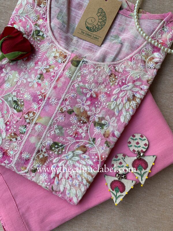 "Panaah" Chikankari Kurta with Pants (2pc) - Image 3