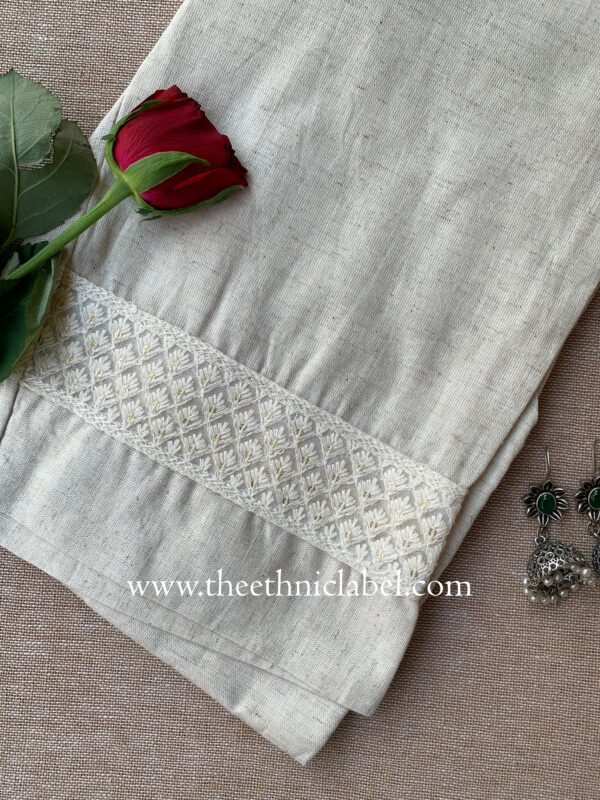 Slub cotton Laced Straight Pants - Image 3