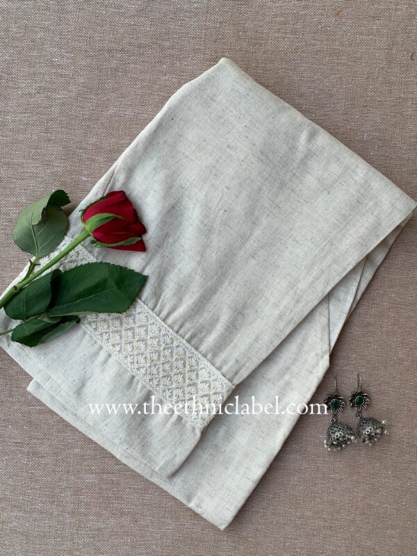 Slub cotton Laced Straight Pants - Image 2