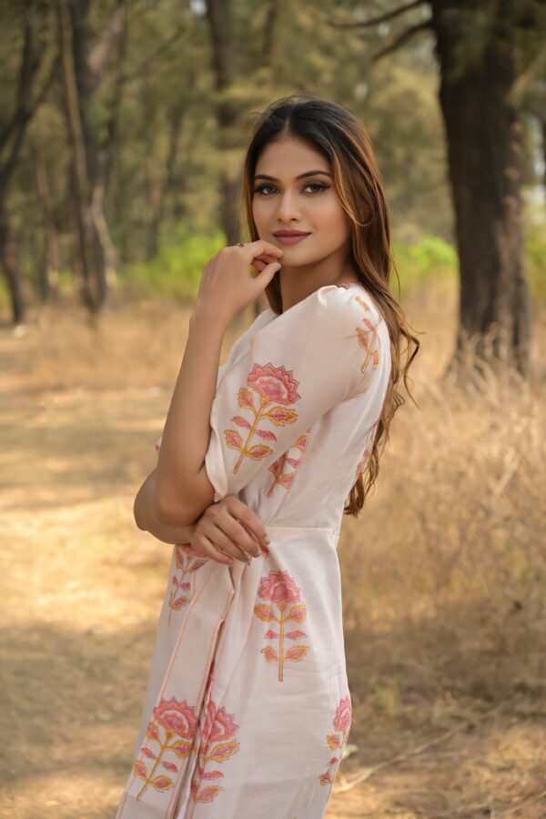 White 'Charming' Chanderi Angrakha Dress - Image 7