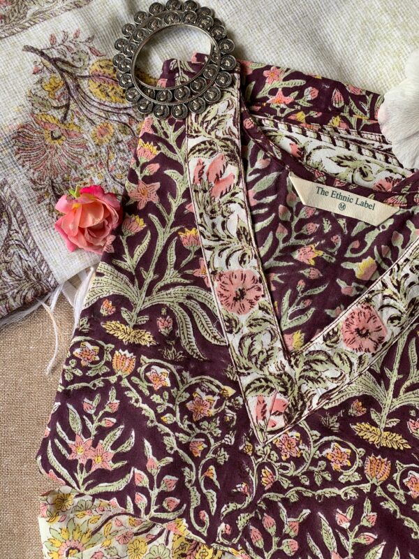 "Gul" Cotton Kurta Set with Afghan Pants and Kota Dupatta- 3pc - Image 10