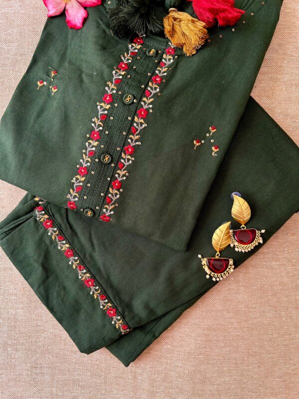 "Utsaah" Hand Embrpidered Cotton Kurta Set(2pc) - Image 3