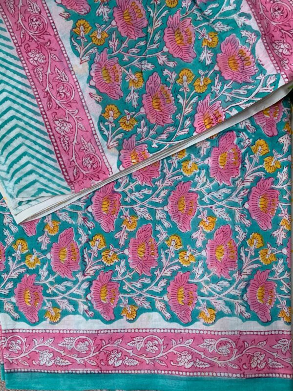Vibrant Blue-Pink Unstitched Suit Set with Dupatta - Image 2