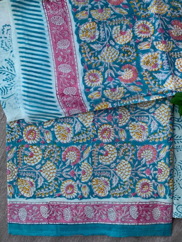 Phulwari Light Blue Unstitched Suit Set with Dupatta - Image 2