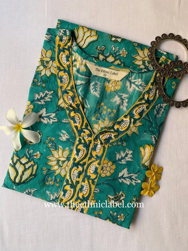 "Sarah" Sea Green Cotton Kurta - Image 2