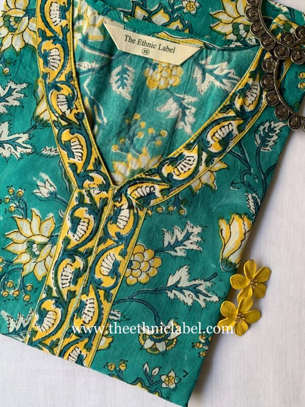"Sarah" Sea Green Cotton Kurta - Image 5