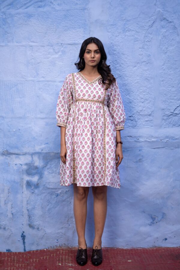 White Floral ‘Fine & Feminine’ Cotton Dress - Image 4