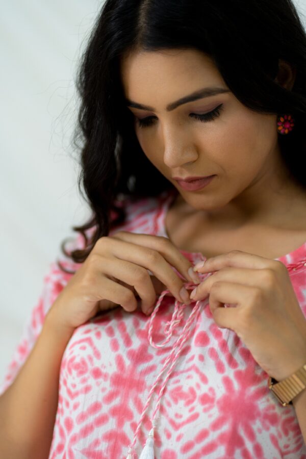 Vibrant Tie & Dye Laced Cotton dress - Image 7