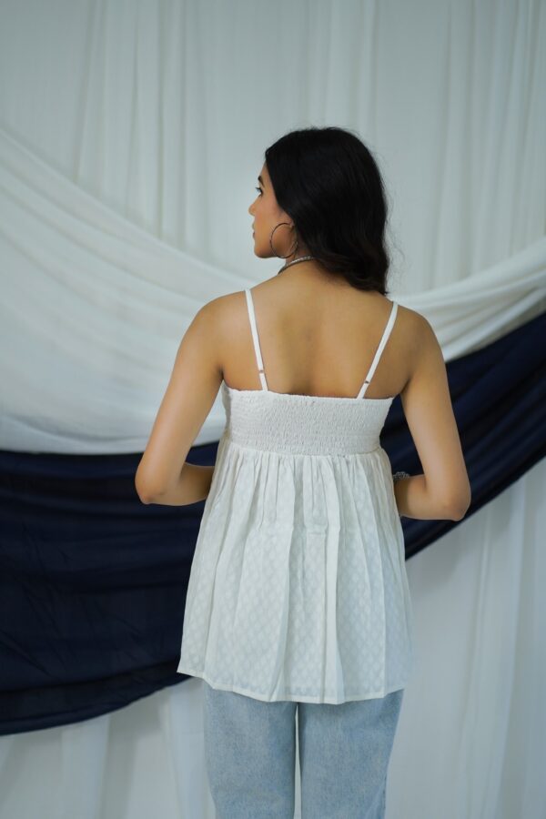 White Cotton Striped Top - Image 3