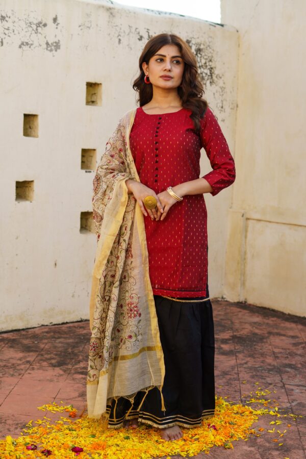 Red Sitara Chanderi Sharara Set