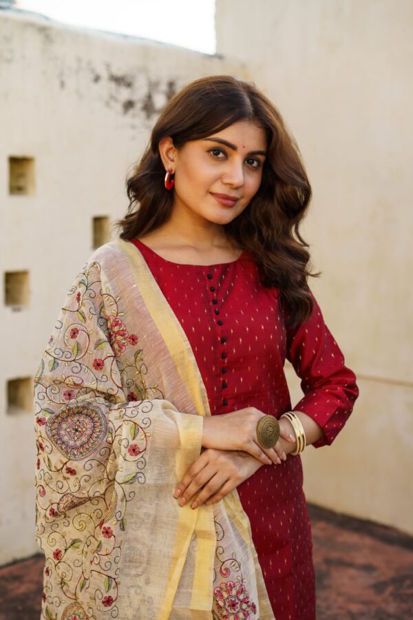 Red Sitara Chanderi Sharara Set - Image 2