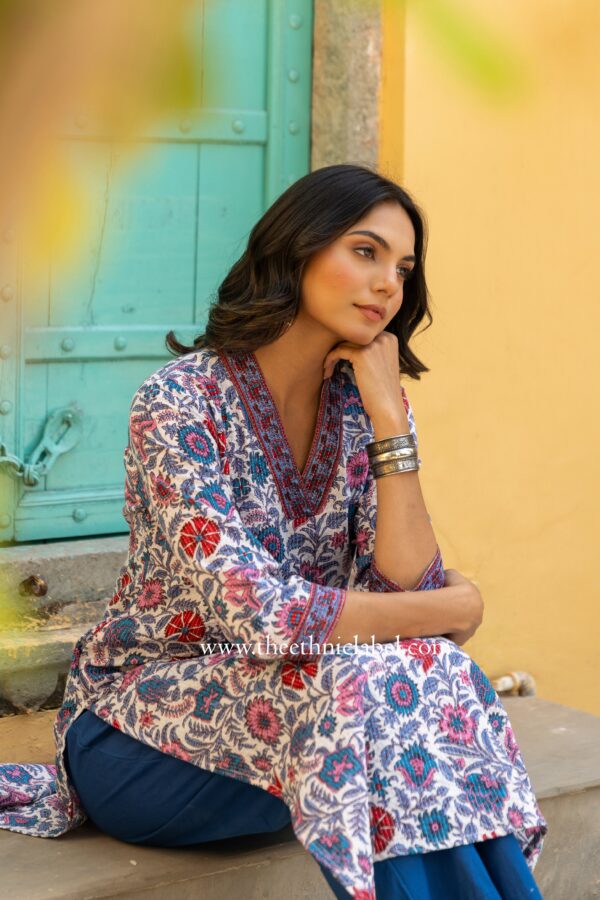 "Sunaina" Floral Cotton kurta - Image 6