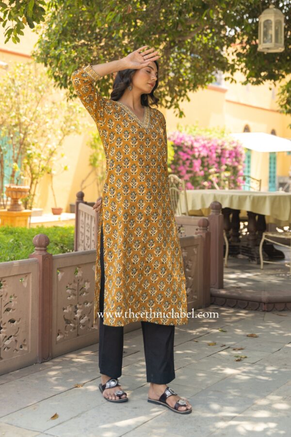 "Rutvi" Hand Block Printed Cotton kurta - Image 5