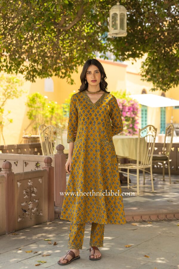 "Tatva" A line Hand Block Printed Cotton kurta - Image 5