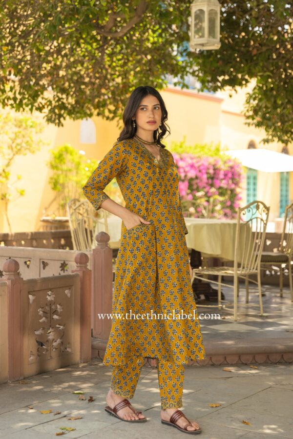 "Tatva" A line Hand Block Printed Cotton kurta - Image 6